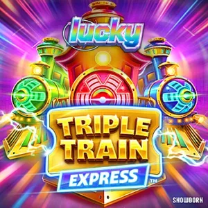 Giao diện trò chơi slot Triple Train Express với phong cách neon cyberpunk